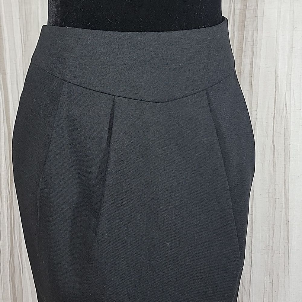 LOFT Black Wool Skirt Pleated Front - Picture 6 of 15